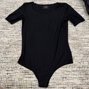 Commando Black Short-Sleeve Scoop Neck Bodysuit